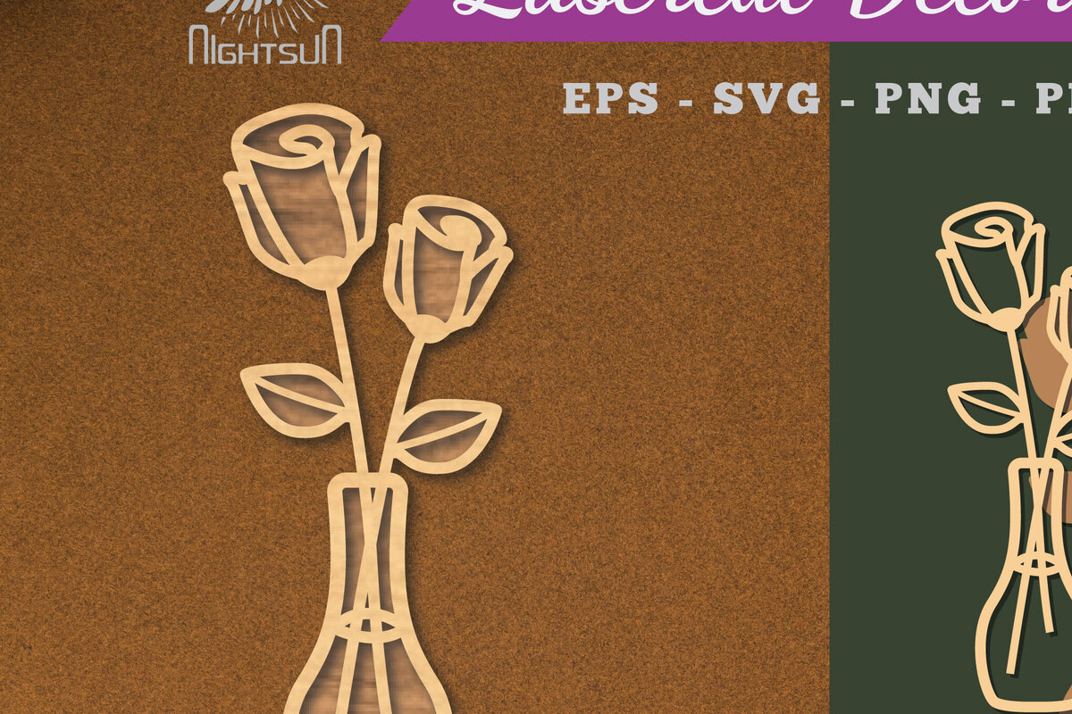 Intra απο ξύλο plywood 3mm-4mm πάχος – Βάζα με λουλούδια Διακόσμηση κομμένη με λέιζερ Δίασταση  20x20 cm INTRAFABR-112909422