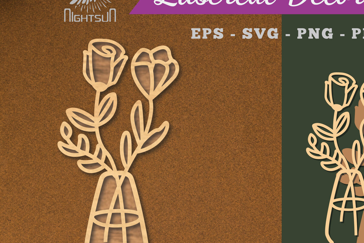 Intra απο ξύλο plywood 3mm-4mm πάχος – Βάζα με λουλούδια Διακόσμηση κομμένη με λέιζερ Δίασταση  20x20 cm INTRAFABR-112909435