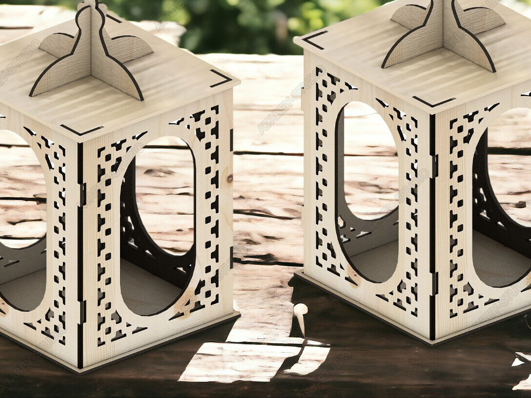 Intra απο ξύλο plywood 3mm-4mm πάχος – Διάνυσμα κομμένα σχέδια Φανάρι ρεσώ θήκη Δίασταση  20x20 cm INTRAFABR-92967916