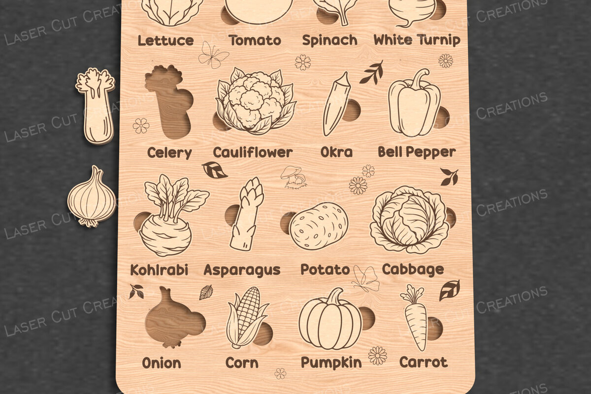 Intra απο ξύλο plywood 3mm-4mm πάχος – Παζλ λαχανικών για παιδιά - Cut Δίασταση  20x20 cm INTRAFABR-123089878