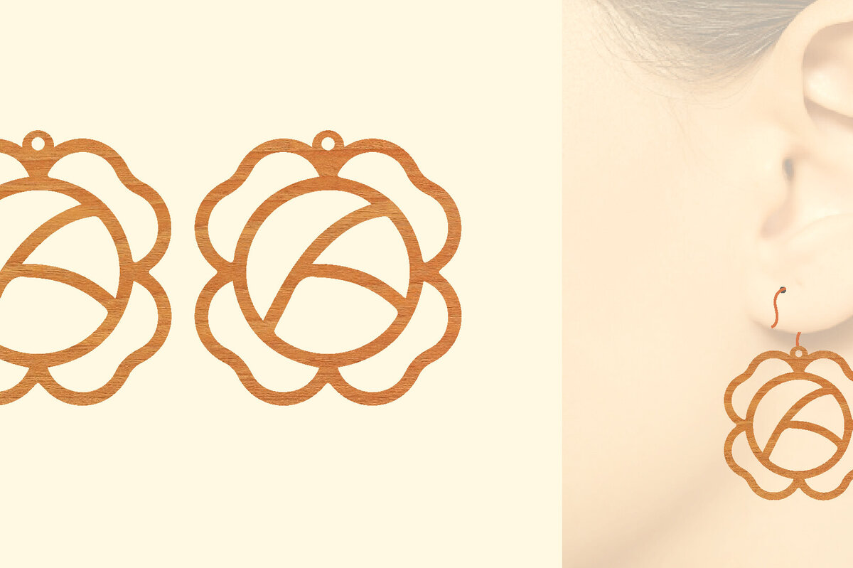 Intra απο ξύλο plywood 3mm-4mm πάχος – Σκουλαρίκια από φυτικό ξύλο με λέιζερ Δίασταση  5x5 cm INTRAFABR-97331127