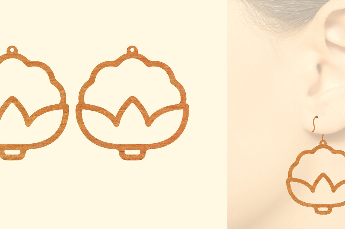 Intra απο ξύλο plywood 3mm-4mm πάχος – Σκουλαρίκια από φυτικό ξύλο με λέιζερ Δίασταση  5x5 cm INTRAFABR-97331212