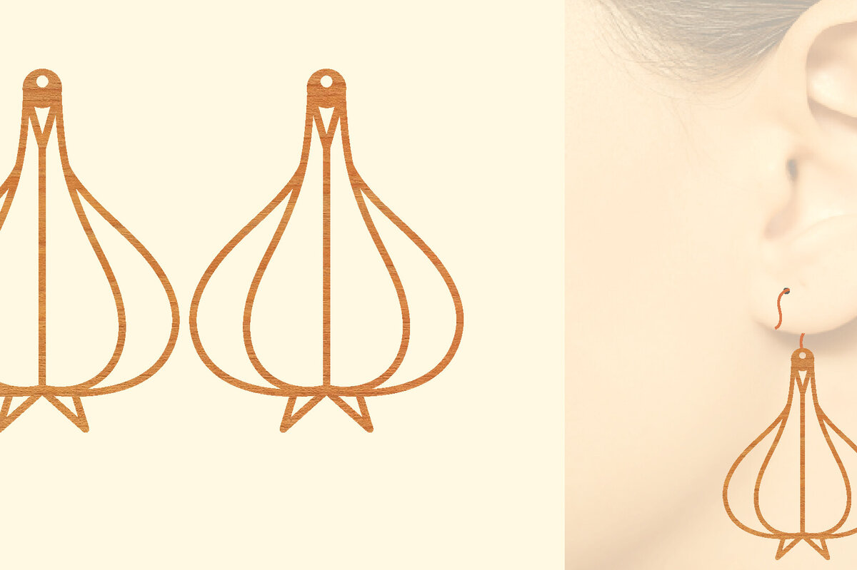 Intra απο ξύλο plywood 3mm-4mm πάχος – Σκουλαρίκια από φυτικό ξύλο με λέιζερ Δίασταση  5x5 cm INTRAFABR-97330774