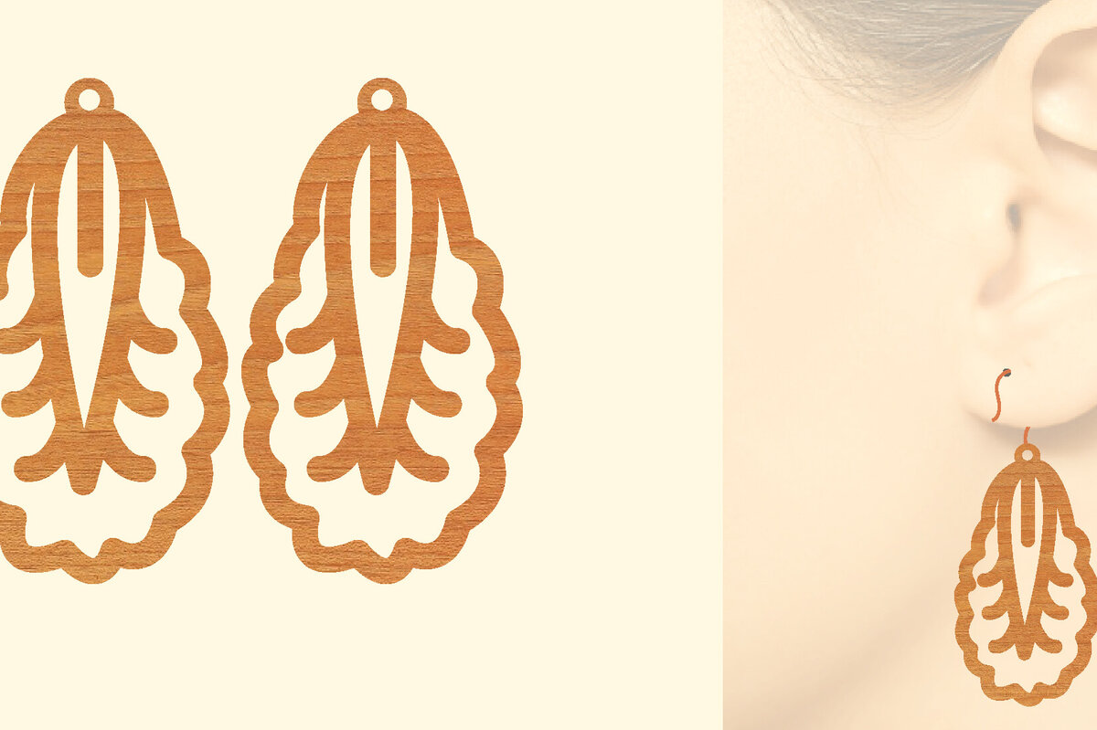 Intra απο ξύλο plywood 3mm-4mm πάχος – Σκουλαρίκια από φυτικό ξύλο με λέιζερ Δίασταση  5x5 cm INTRAFABR-97331003