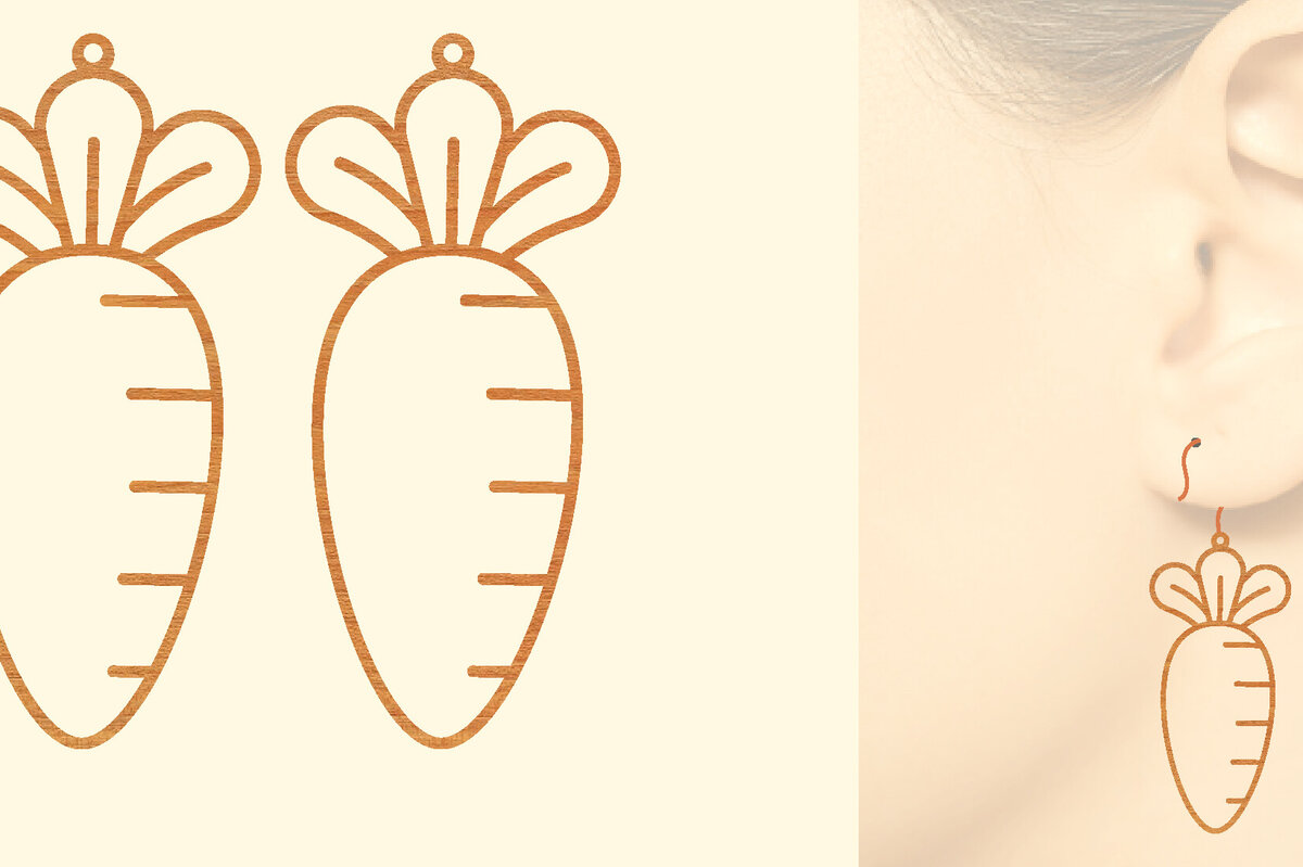 Intra απο ξύλο plywood 3mm-4mm πάχος – Vegetables Ξύλινα Σκουλαρίκια Δίασταση  5x5 cm INTRAFABR-97330624