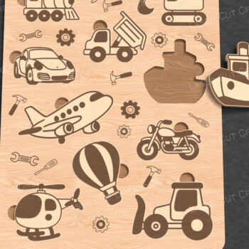 Intra απο ξύλο plywood 3mm-4mm πάχος – Vehicles Puzzle for Kids Δίασταση  20x20 cm INTRAFABR-122984364 - Image 1
