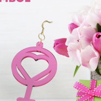 Intra απο ξύλο plywood 3mm-4mm πάχος – Σκουλαρίκια με σύμβολο Venus, Χαρτί κοπής, Laser Δίασταση  5x5 cm INTRAFABR-85070410 - Image 1