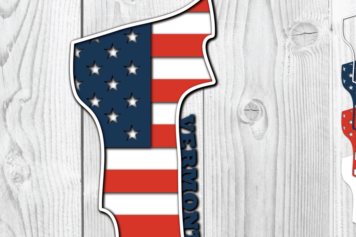 Intra απο ξύλο plywood 3mm-4mm πάχος – Σημαία 3D του Βερμόντ ΗΠΑ Δίασταση  20x20 cm INTRAFABR-65275405