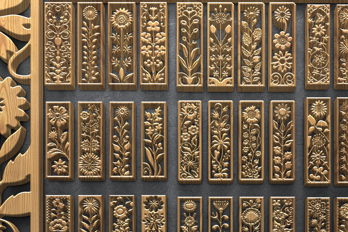 Intra απο ξύλο plywood 3mm-4mm πάχος – Vertical Floral Art Δίασταση  20x20 cm INTRAFABR-124703749