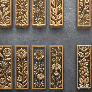 Intra απο ξύλο plywood 3mm-4mm πάχος – Κάθετα σχέδια φλοράλ κομμένα με λέιζερ Δίασταση  20x20 cm INTRAFABR-124674457 - Image 1
