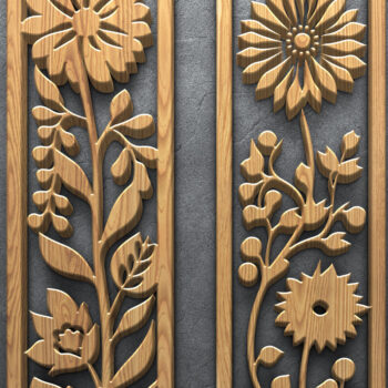Intra απο ξύλο plywood 3mm-4mm πάχος – Κάθετα σχέδια φλοράλ κομμένα με λέιζερ Δίασταση  20x20 cm INTRAFABR-124674457 - Image 3
