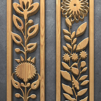 Intra απο ξύλο plywood 3mm-4mm πάχος – Κάθετα πάνελ φλοράλ κοπής με λέιζερ Δίασταση  20x20 cm INTRAFABR-124639517 - Image 2