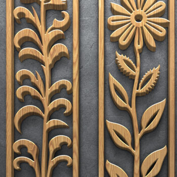 Intra απο ξύλο plywood 3mm-4mm πάχος – Κάθετα πάνελ φλοράλ κοπής με λέιζερ Δίασταση  20x20 cm INTRAFABR-124639517 - Image 3