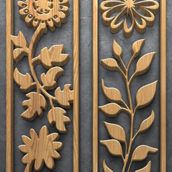 Intra απο ξύλο plywood 3mm-4mm πάχος – Κάθετα πάνελ φλοράλ κοπής με λέιζερ Δίασταση  20x20 cm INTRAFABR-124674613 - Image 2