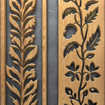 Intra απο ξύλο plywood 3mm-4mm πάχος – Κάθετα πάνελ φλοράλ κοπής με λέιζερ Δίασταση  20x20 cm INTRAFABR-124674613 - Image 5