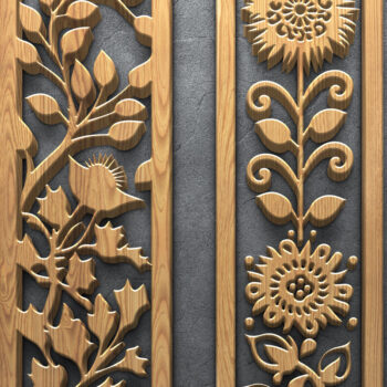 Intra απο ξύλο plywood 3mm-4mm πάχος – Κάθετα πάνελ φλοράλ κοπής με λέιζερ Δίασταση  20x20 cm INTRAFABR-124675298 - Image 2