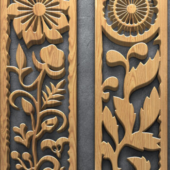 Intra απο ξύλο plywood 3mm-4mm πάχος – Κάθετα πάνελ φλοράλ κοπής με λέιζερ Δίασταση  20x20 cm INTRAFABR-124675298 - Image 4
