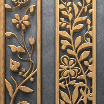 Intra απο ξύλο plywood 3mm-4mm πάχος – Κάθετα πάνελ φλοράλ κοπής με λέιζερ Δίασταση  20x20 cm INTRAFABR-124705143 - Image 2