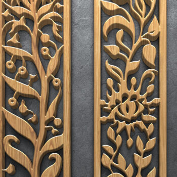 Intra απο ξύλο plywood 3mm-4mm πάχος – Κάθετα πάνελ φλοράλ κοπής με λέιζερ Δίασταση  20x20 cm INTRAFABR-124705143 - Image 3