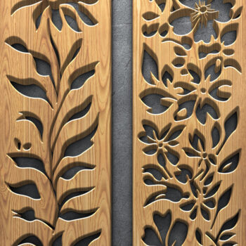 Intra απο ξύλο plywood 3mm-4mm πάχος – Κάθετα πάνελ φλοράλ κοπής με λέιζερ Δίασταση  20x20 cm INTRAFABR-124923763 - Image 2