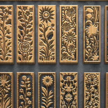 Intra απο ξύλο plywood 3mm-4mm πάχος – Κάθετα πάνελ φλοράλ κοπής με λέιζερ Δίασταση  20x20 cm INTRAFABR-124638025 - Image 1