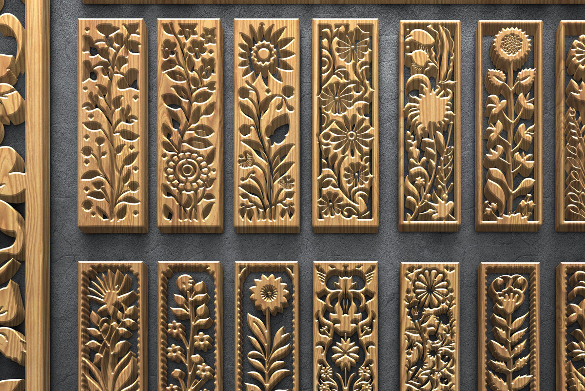 Intra απο ξύλο plywood 3mm-4mm πάχος – Κάθετα πάνελ φλοράλ κοπής με λέιζερ Δίασταση  20x20 cm INTRAFABR-124638025