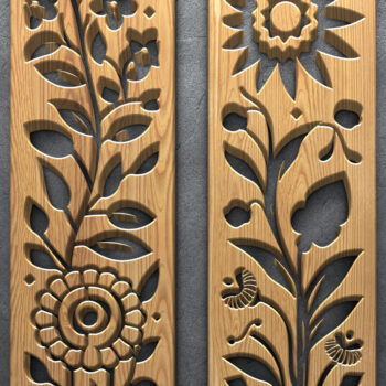 Intra απο ξύλο plywood 3mm-4mm πάχος – Κάθετα πάνελ φλοράλ κοπής με λέιζερ Δίασταση  20x20 cm INTRAFABR-124638025 - Image 2