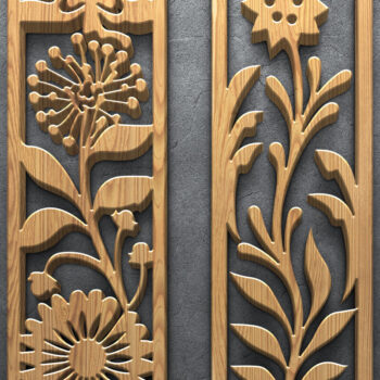 Intra απο ξύλο plywood 3mm-4mm πάχος – Κάθετα Floral Laser Panel Δίασταση  45x45 cm INTRAFABR-124782034 - Image 2