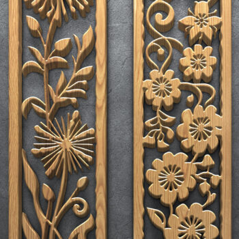 Intra απο ξύλο plywood 3mm-4mm πάχος – Κάθετα Floral Laser Panel Δίασταση  45x45 cm INTRAFABR-124782034 - Image 3
