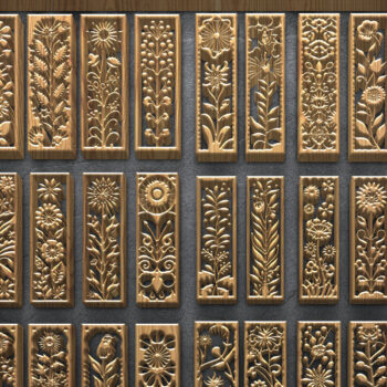 Intra απο ξύλο plywood 3mm-4mm πάχος – Vertical Floral Panel Laser Δίασταση  45x45 cm INTRAFABR-124703601 - Image 1