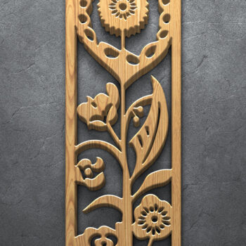 Intra απο ξύλο plywood 3mm-4mm πάχος – Vertical Floral Panel Laser Δίασταση  45x45 cm INTRAFABR-124703601 - Image 4