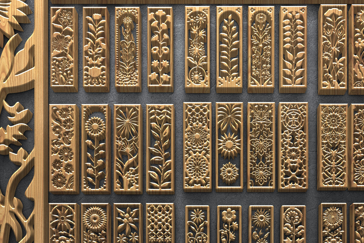 Intra απο ξύλο plywood 3mm-4mm πάχος – Πακέτο κάθετου πάνελ λουλουδιών Δίασταση  20x20 cm INTRAFABR-124703980