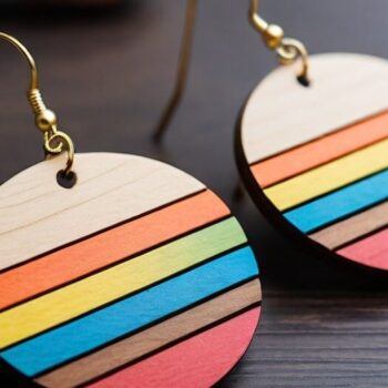 Intra απο ξύλο plywood 3mm-4mm πάχος – Ξύλινο σκουλαρίκι Vibrant Spectrum Λήψη Δίασταση  5x5 cm INTRAFABR-90255699 - Image 2