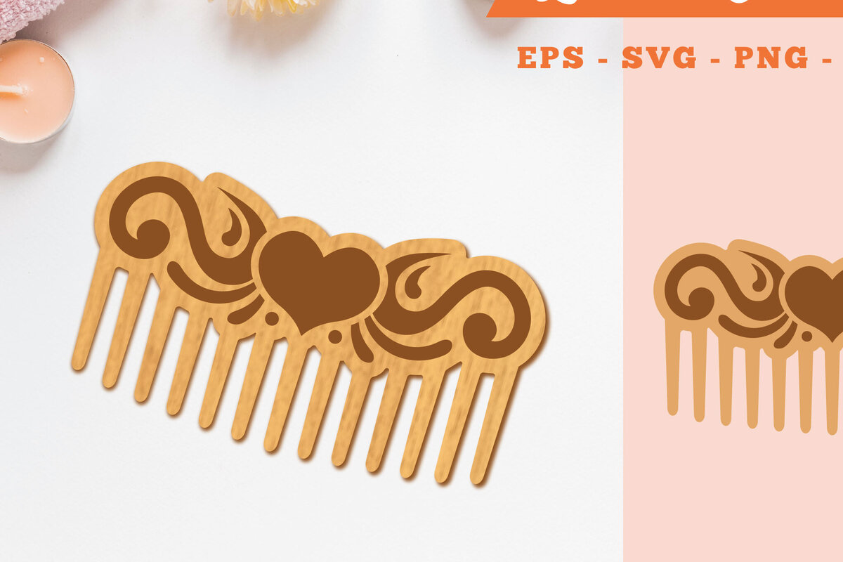 Intra απο ξύλο plywood 3mm-4mm πάχος – Βικτωριανή χτένα με λέιζερ καρδιάς 1 Δίασταση  20x20 cm INTRAFABR-105418253