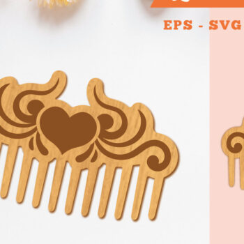 Intra απο ξύλο plywood 3mm-4mm πάχος – Βικτωριανή χτένα με λέιζερ καρδιάς 4 Δίασταση  20x20 cm INTRAFABR-105418427 - Image 1