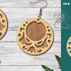 Intra απο ξύλο plywood 3mm-4mm πάχος – Σκουλαρίκια βικτωριανής κοπής με λέιζερ 4 Δίασταση 5x5 cm INTRAFABR-114792133