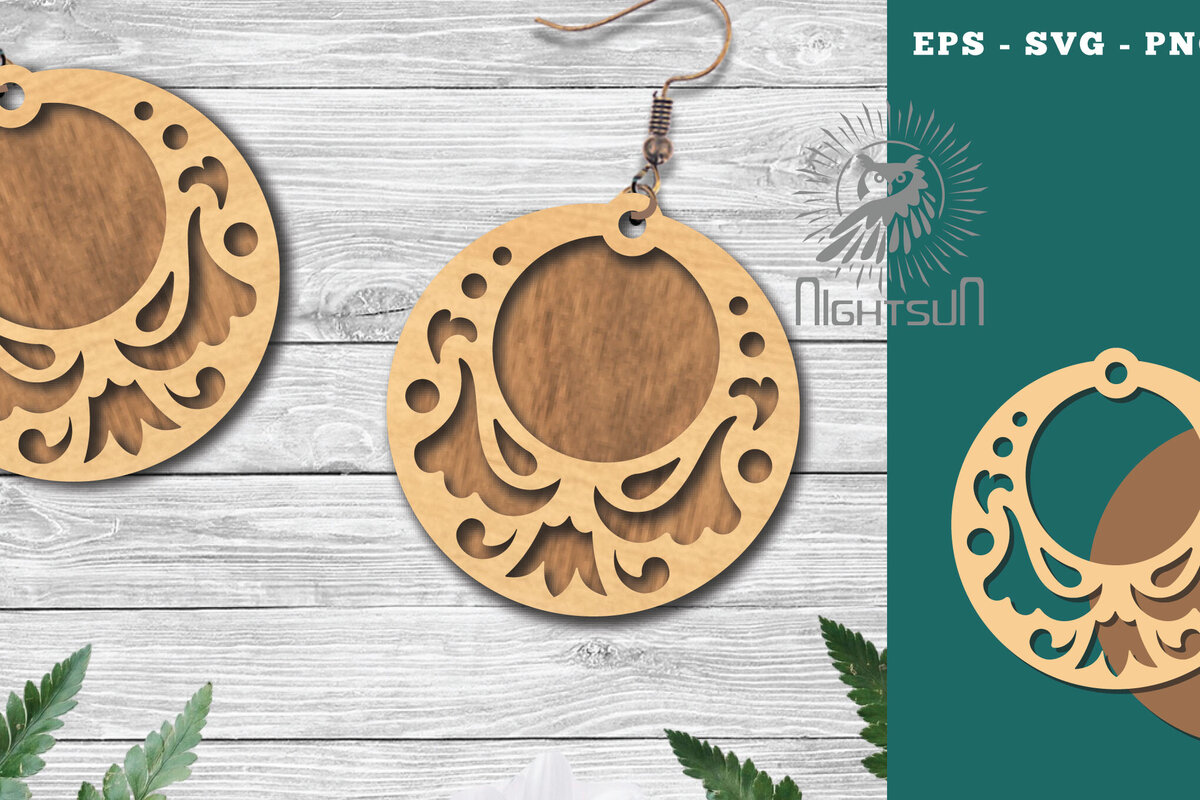 Intra απο ξύλο plywood 3mm-4mm πάχος – Σκουλαρίκια βικτωριανής κοπής με λέιζερ 4 Δίασταση  5x5 cm INTRAFABR-114792133