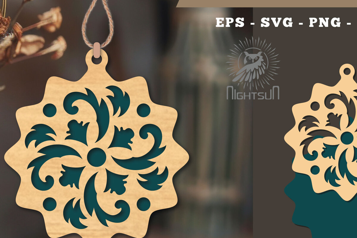 Intra απο ξύλο plywood 3mm-4mm πάχος – Βικτωριανό στολίδι κοπής με λέιζερ 2 Δίασταση  20x20 cm INTRAFABR-112189448