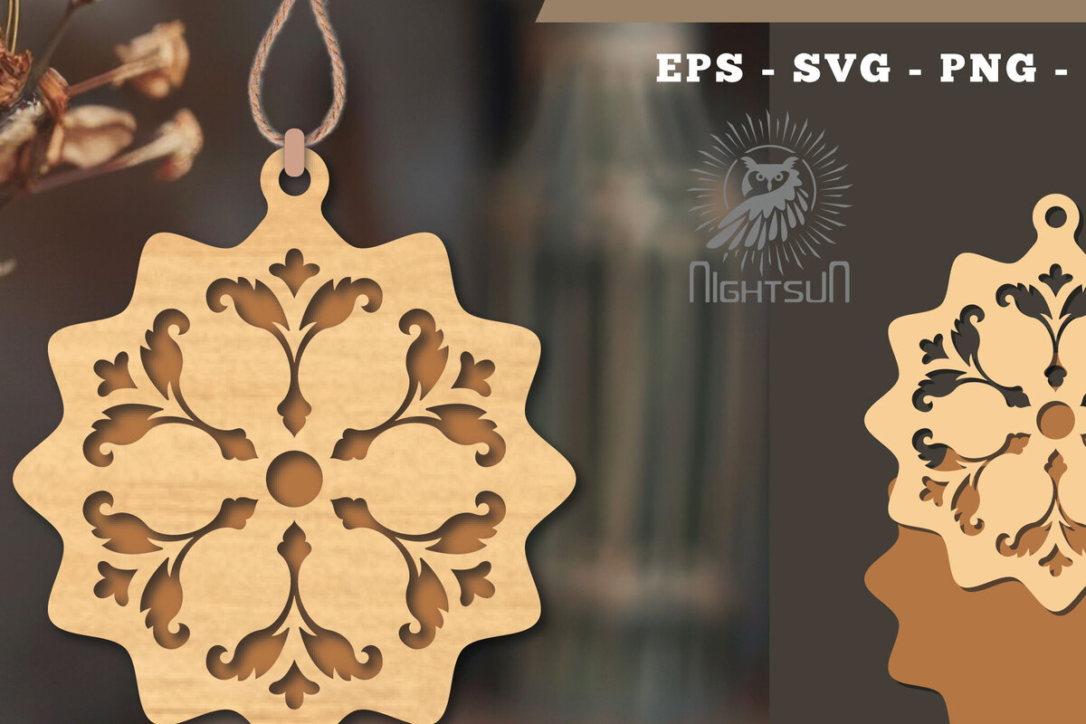 Intra απο ξύλο plywood 3mm-4mm πάχος – Βικτωριανό στολίδι κοπής με λέιζερ 4 Δίασταση  20x20 cm INTRAFABR-112189521