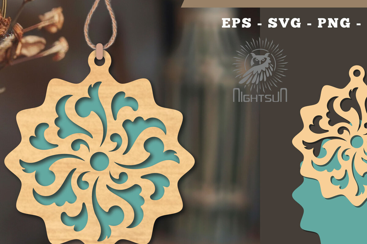 Intra απο ξύλο plywood 3mm-4mm πάχος – Βικτωριανό στολίδι κοπής με λέιζερ 5 Δίασταση  20x20 cm INTRAFABR-112189560