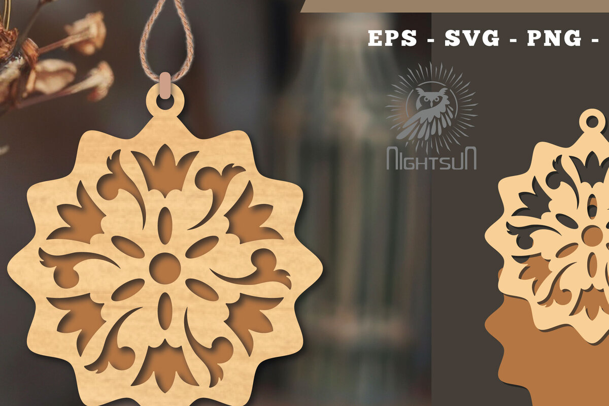 Intra απο ξύλο plywood 3mm-4mm πάχος – Βικτωριανό στολίδι κοπής με λέιζερ 8 Δίασταση  20x20 cm INTRAFABR-112189624