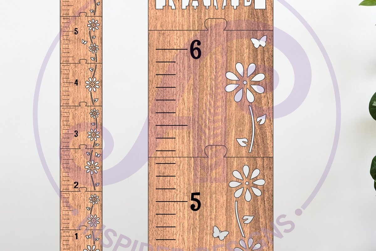 Intra απο ξύλο plywood 3mm-4mm πάχος – Vine Flower Kids Height Chart Imperial Δίασταση  20x20 cm INTRAFABR-119858292