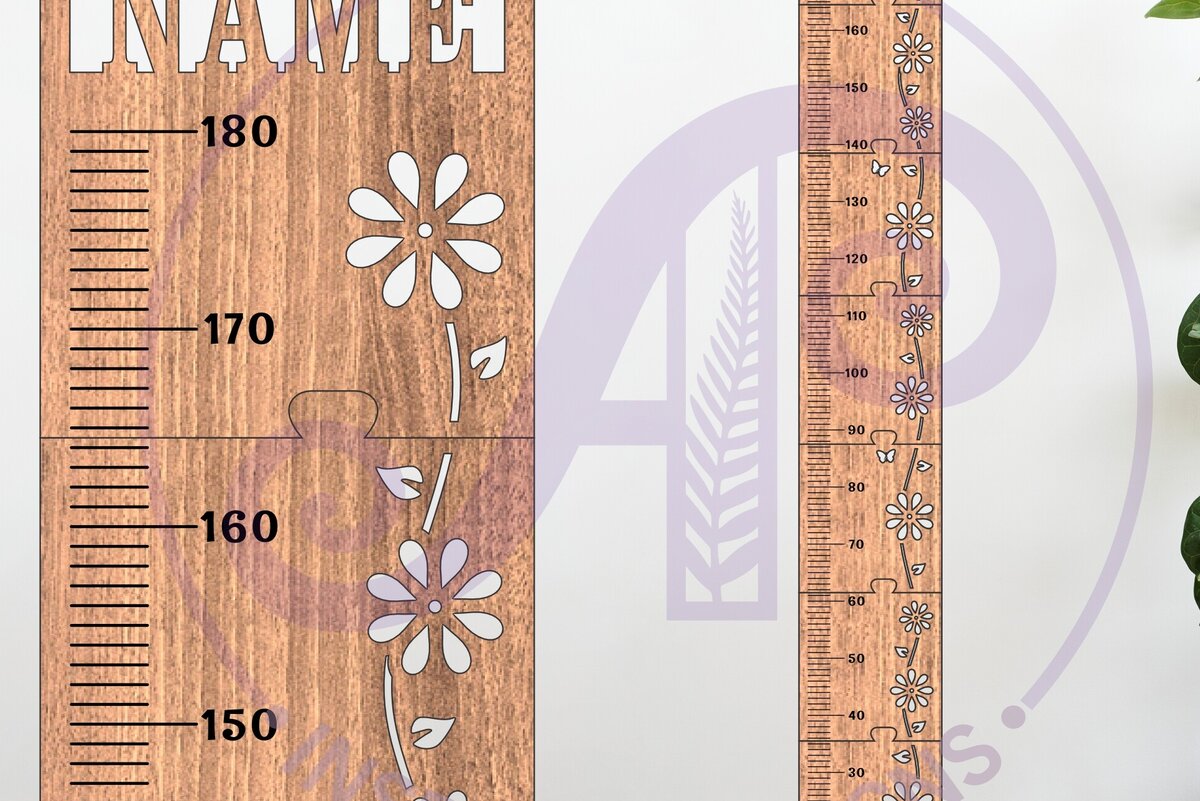 Intra απο ξύλο plywood 3mm-4mm πάχος – Γράφημα Ύψους Vine Flower Kids σε μετρικό Δίασταση  20x20 cm INTRAFABR-119858052