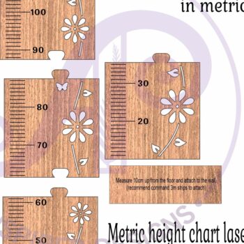 Intra απο ξύλο plywood 3mm-4mm πάχος – Γράφημα Ύψους Vine Flower Kids σε μετρικό Δίασταση  20x20 cm INTRAFABR-119858052 - Image 3