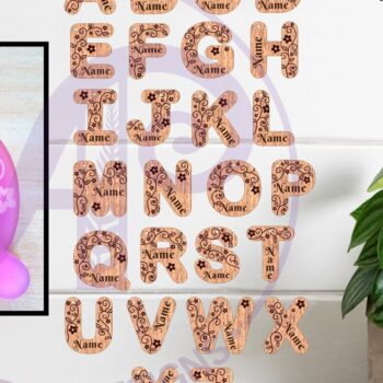 Intra απο ξύλο plywood 3mm-4mm πάχος – Μπρελόκ με Σχέδια Επιστολών με Θέμα Vine Δίασταση  5x5 cm INTRAFABR-96461074 - Image 1