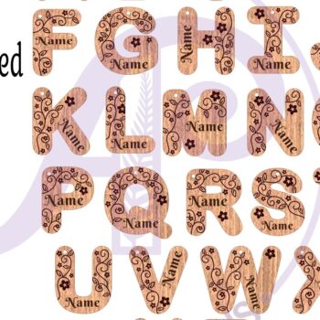 Intra απο ξύλο plywood 3mm-4mm πάχος – Μπρελόκ με Σχέδια Επιστολών με Θέμα Vine Δίασταση  5x5 cm INTRAFABR-96461074 - Image 2