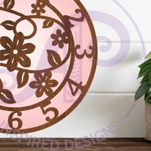 Intra απο ξύλο plywood 3mm-4mm πάχος – Vines Floral Clock Files, Δίασταση  20x20 cm INTRAFABR-101941959