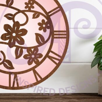 Intra απο ξύλο plywood 3mm-4mm πάχος – Vines Floral Clock Files, Δίασταση  20x20 cm INTRAFABR-101941959 - Image 2