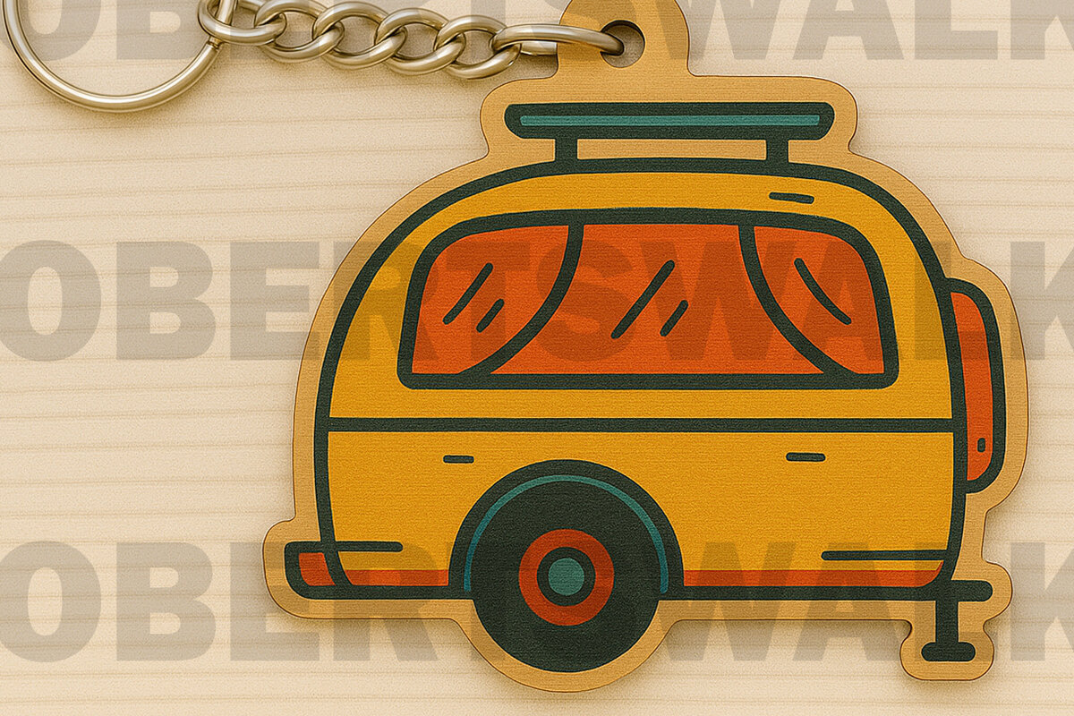 Intra απο ξύλο plywood 3mm-4mm πάχος – Vintage Camper Keychain Δίασταση  5x5 cm INTRAFABR-123125895