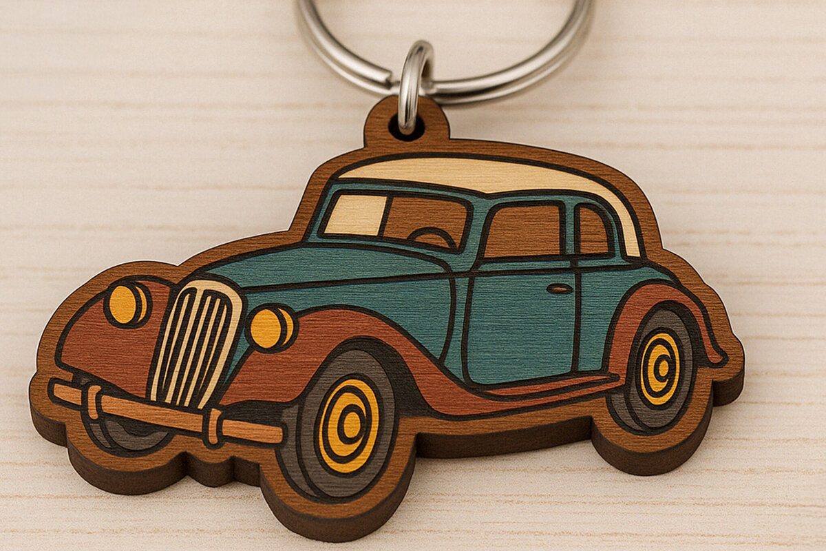 Intra απο ξύλο plywood 3mm-4mm πάχος – Αρχείο λέιζερ Vintage μπρελόκ αυτοκινήτου Δίασταση  5x5 cm INTRAFABR-121334457